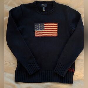 Ralph Lauren Flag Sweater Boys XL.  Worn twice.  Bought for event.Fit Women SM.